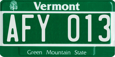 VT license plate AFY013
