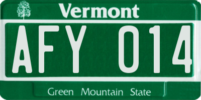VT license plate AFY014