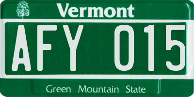 VT license plate AFY015