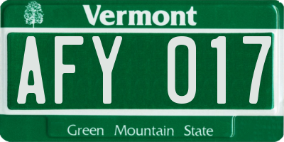 VT license plate AFY017