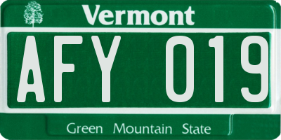 VT license plate AFY019