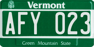 VT license plate AFY023
