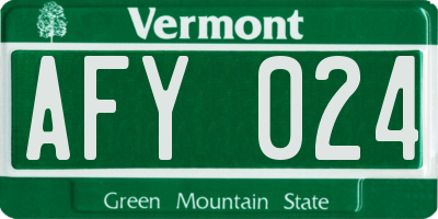 VT license plate AFY024