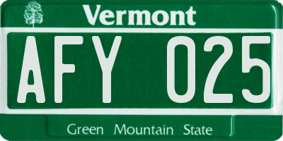 VT license plate AFY025