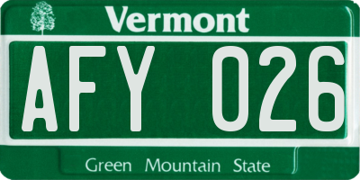 VT license plate AFY026