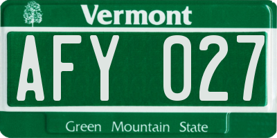 VT license plate AFY027