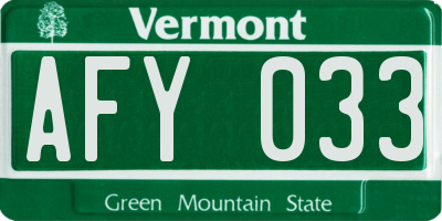 VT license plate AFY033