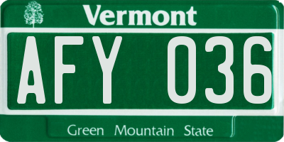 VT license plate AFY036