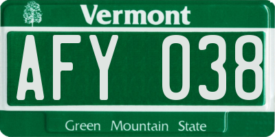 VT license plate AFY038