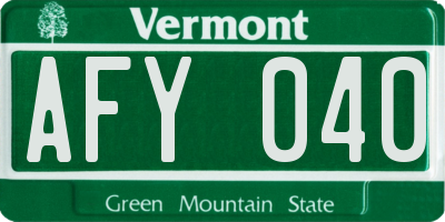VT license plate AFY040