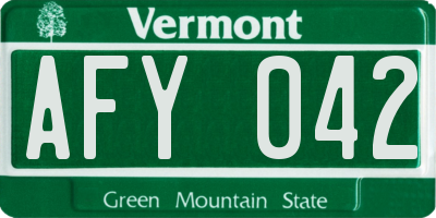 VT license plate AFY042