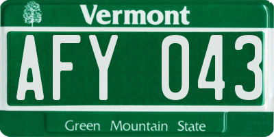 VT license plate AFY043