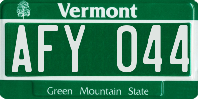 VT license plate AFY044