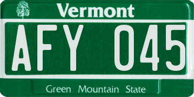 VT license plate AFY045