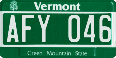 VT license plate AFY046