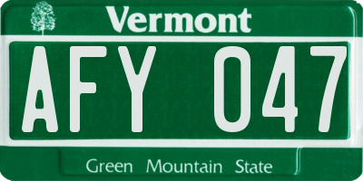 VT license plate AFY047
