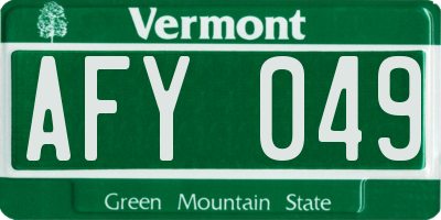 VT license plate AFY049