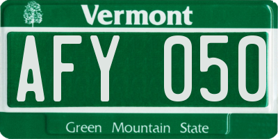 VT license plate AFY050