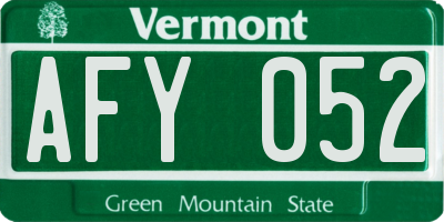 VT license plate AFY052