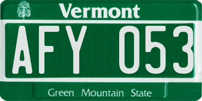 VT license plate AFY053