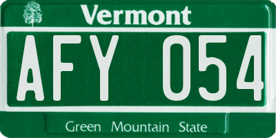 VT license plate AFY054