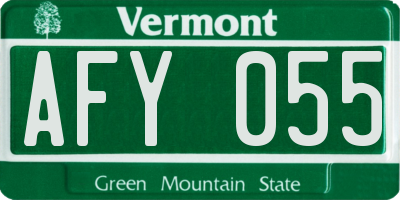 VT license plate AFY055