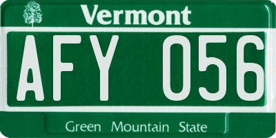 VT license plate AFY056