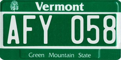 VT license plate AFY058
