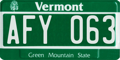 VT license plate AFY063