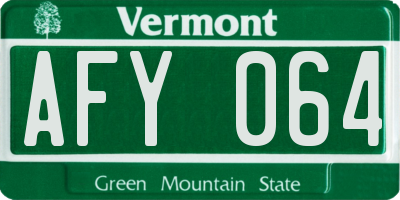 VT license plate AFY064