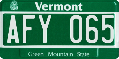 VT license plate AFY065