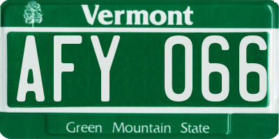 VT license plate AFY066