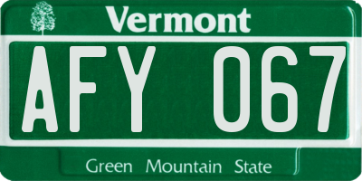 VT license plate AFY067