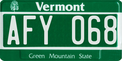 VT license plate AFY068