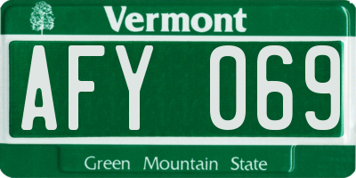 VT license plate AFY069