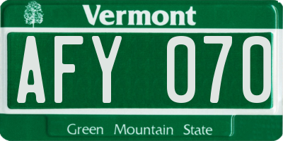 VT license plate AFY070