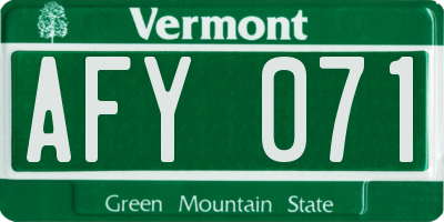 VT license plate AFY071