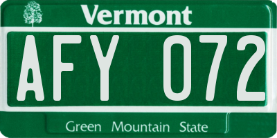 VT license plate AFY072