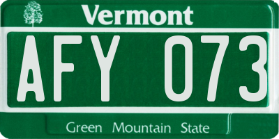 VT license plate AFY073