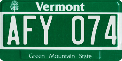 VT license plate AFY074