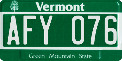 VT license plate AFY076