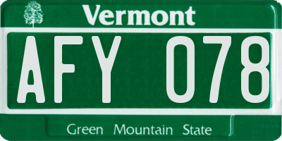 VT license plate AFY078