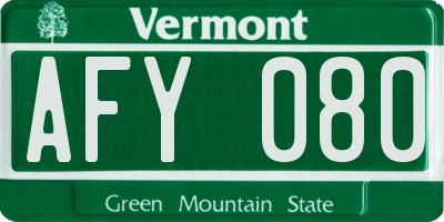 VT license plate AFY080