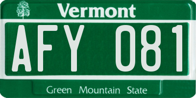 VT license plate AFY081