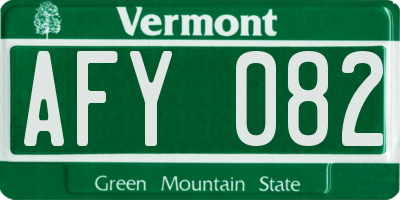 VT license plate AFY082