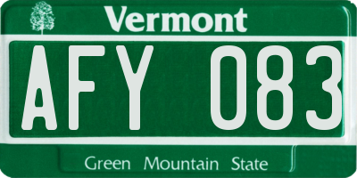 VT license plate AFY083