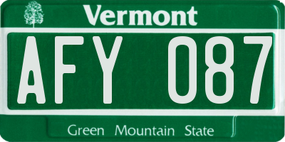 VT license plate AFY087