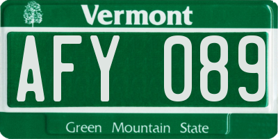 VT license plate AFY089