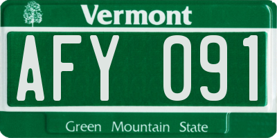 VT license plate AFY091