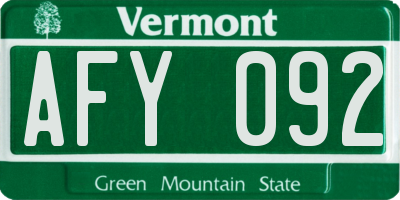 VT license plate AFY092